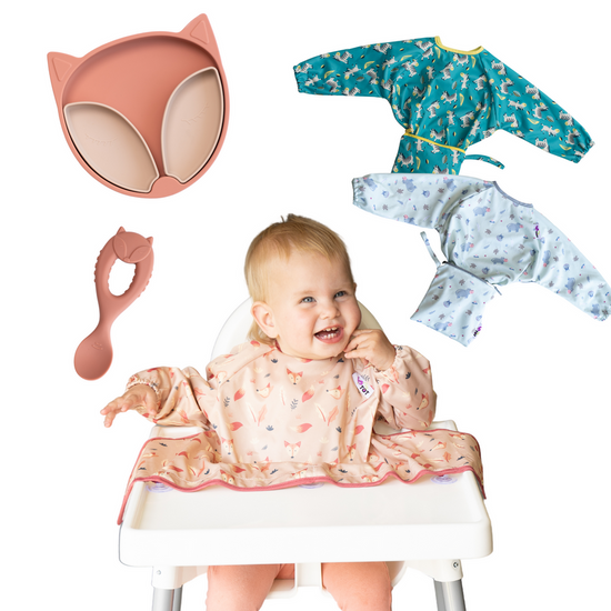 Tidy Tot | 吸盤款 BLW 防髒圍兜 + 餐盤組合禮盒套裝