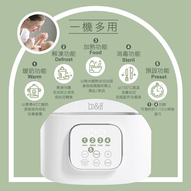 b&h | 5合1多用途智能雙瓶暖奶器 (1年保養)