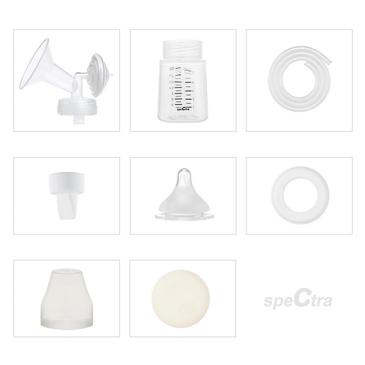 SPECTRA | 闊口吸奶喇叭套裝 連160ml儲奶瓶及S碼仿母乳輕柔矽膠奶咀 (單邊)