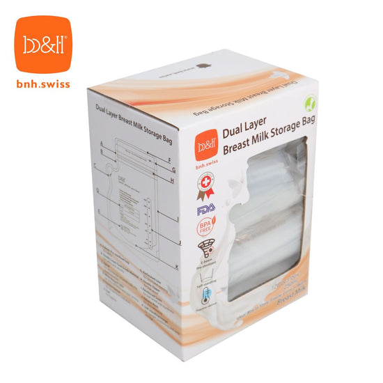 b&h | 防漏雙層感溫母乳儲奶袋 250ml (1盒120個)